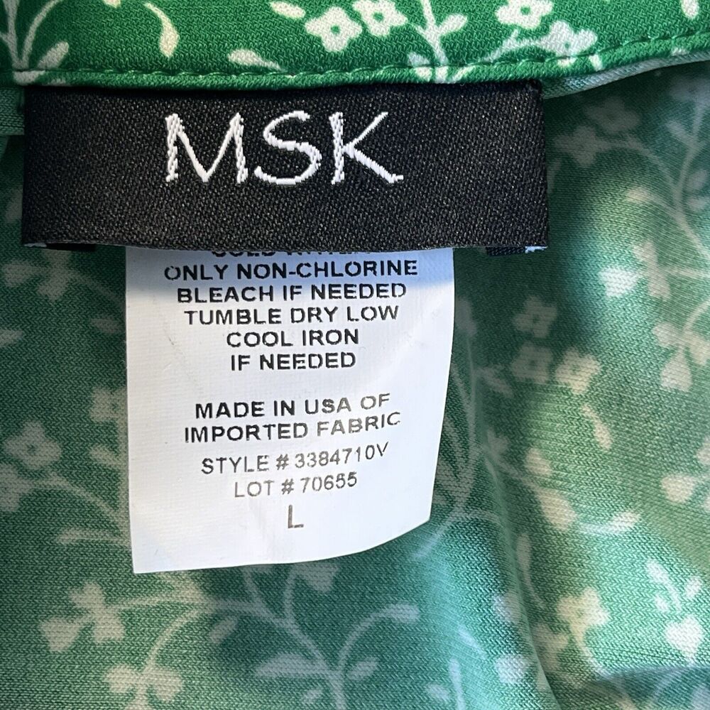 MSK Wrap Dress Lg Kelly Green Floral St Patrick’s Day Midi Retro 70s 80s 90s Y2K - Picture 7 of 9